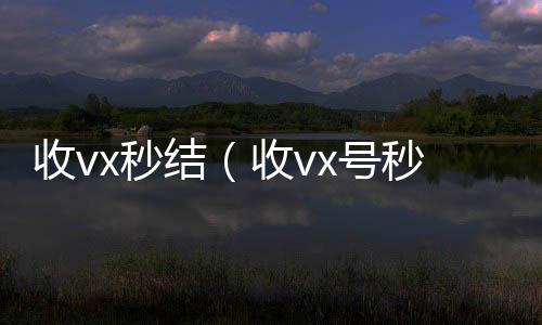 收vx秒结(收vx号秒结账)